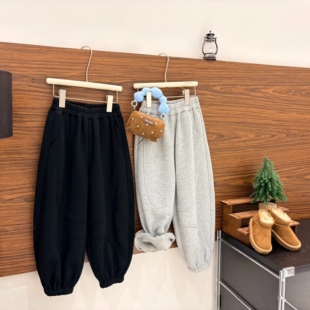 25年冬季款加绒加厚运动风长裤男儿童休闲裤中大童韩版小宝家童装