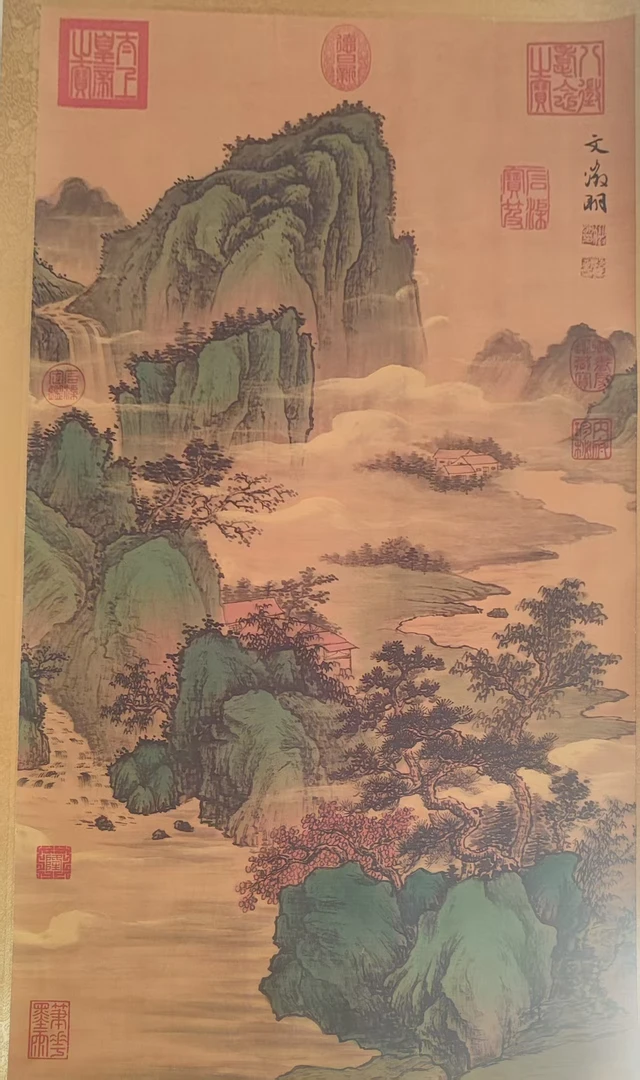 立轴文人间仙境风格精美山水画卷