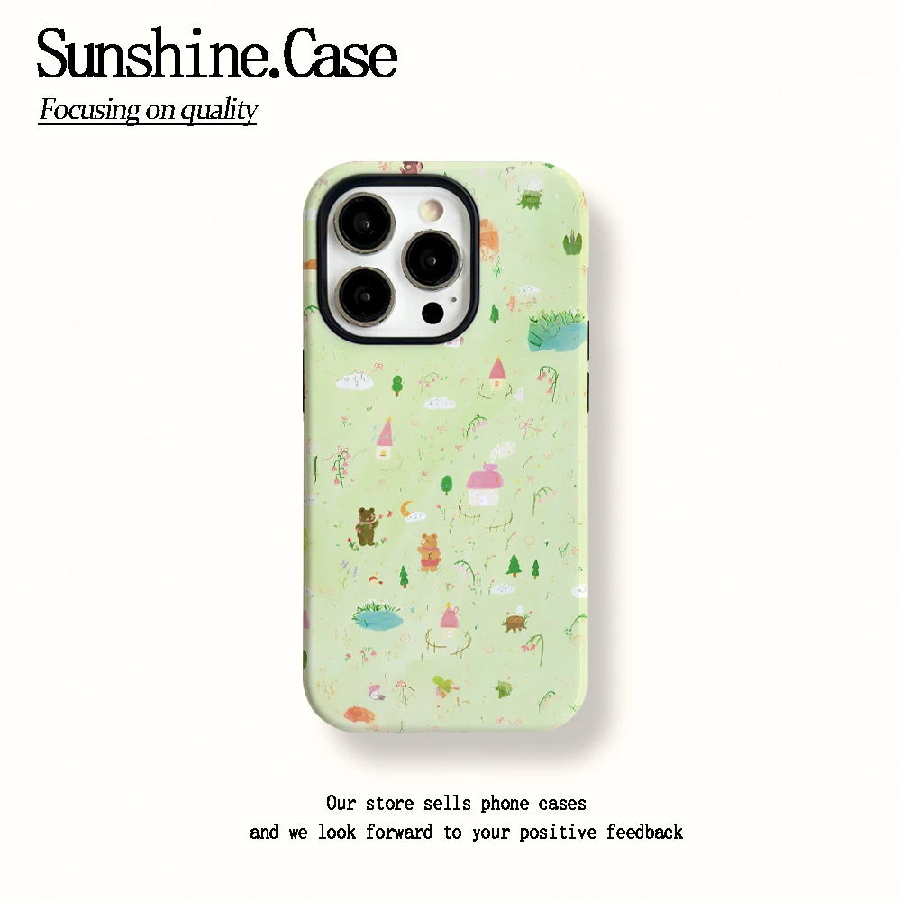 菲林二合一适用苹果华为vivo小米oppo手机壳晕染小熊16PRO/15