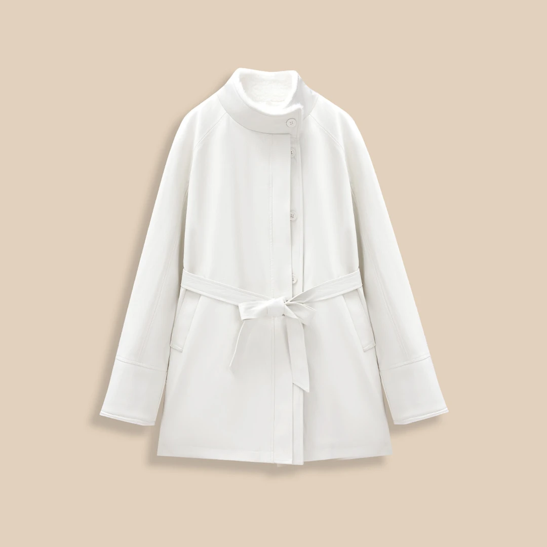 IEF/爱依服2024冬季新款时尚简约高级感加厚加绒保暖亮面皮中外套