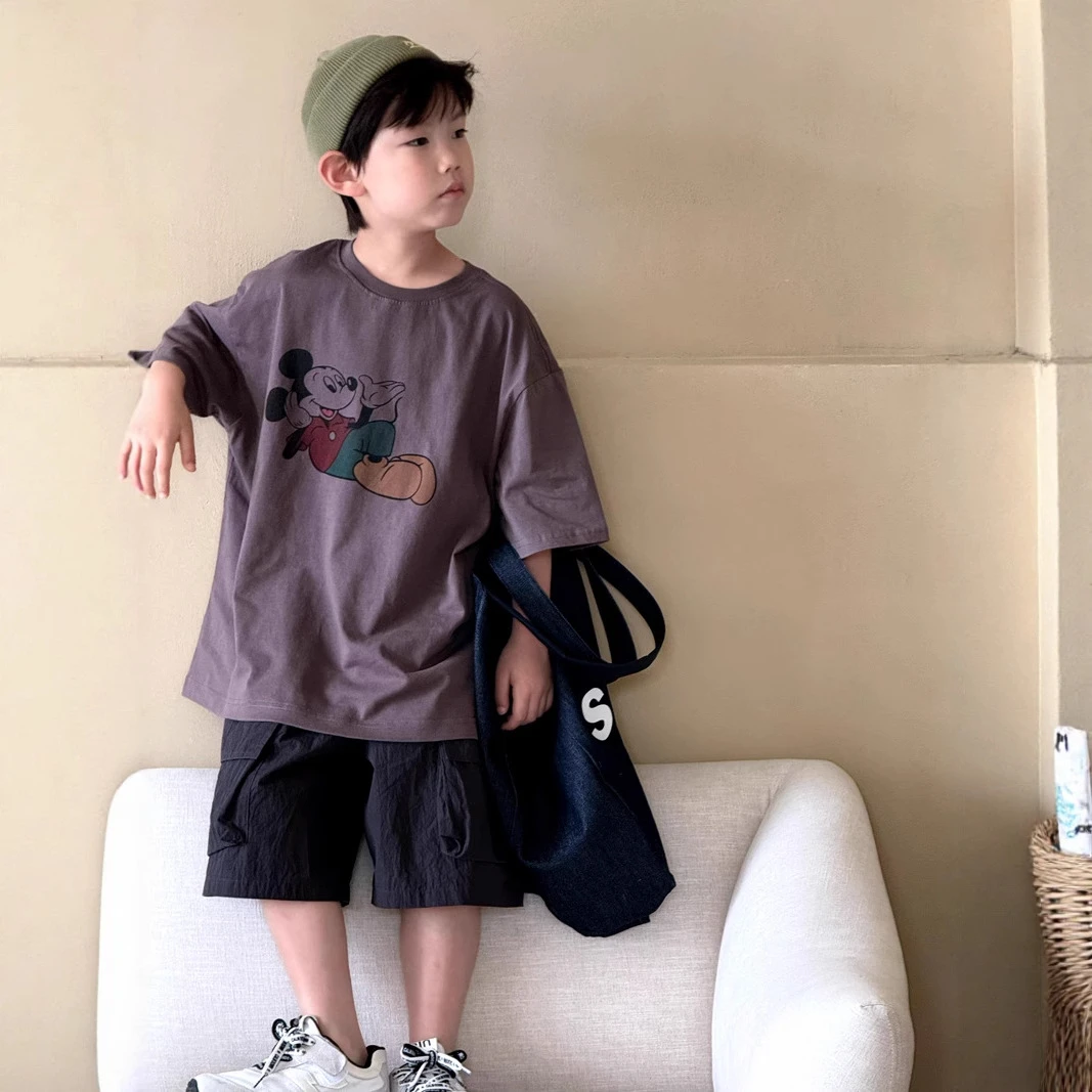 男童短袖t恤2025新款卡通印花夏季童装儿童女宝宝衣服夏装上衣潮T