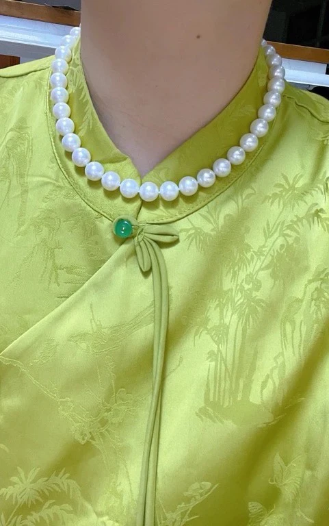 10.5-11.5毫米天然淡水珍珠满串正正圆无核微瑕S925银