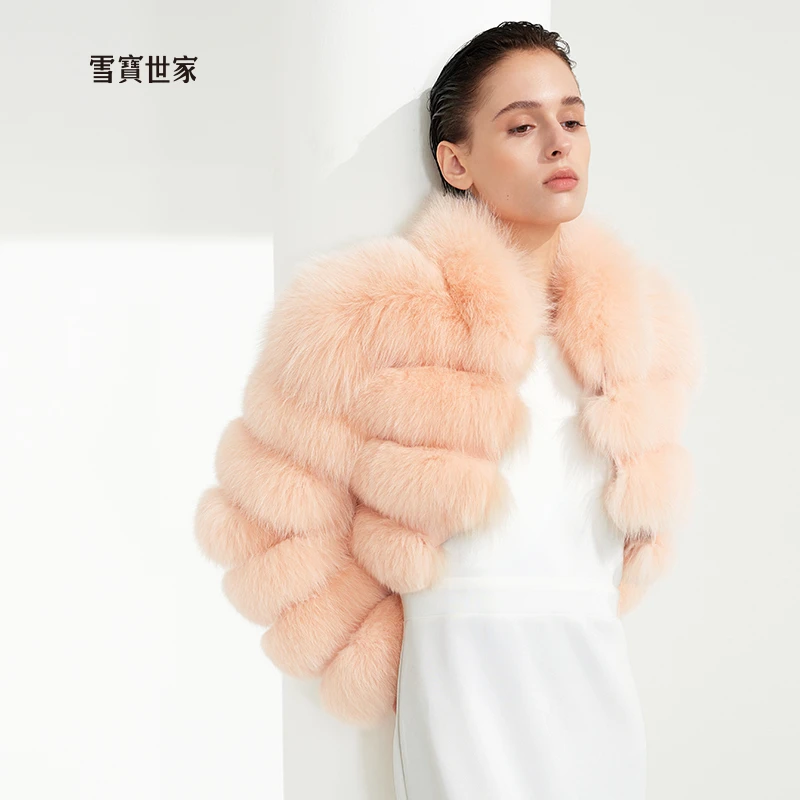 雪宝世家原创洛神少女狐狸毛进口外套女进口整皮时尚狐狸毛皮草