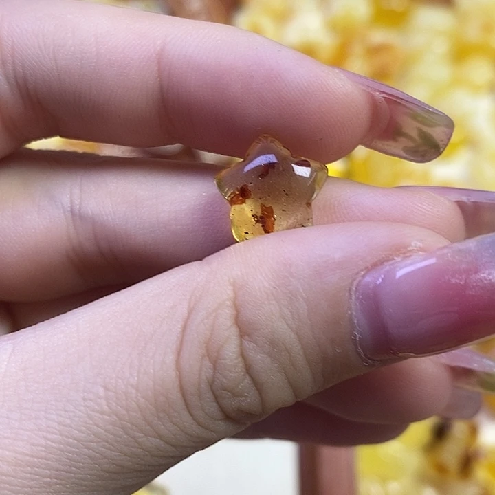 橄榄核吊坠花珀星星