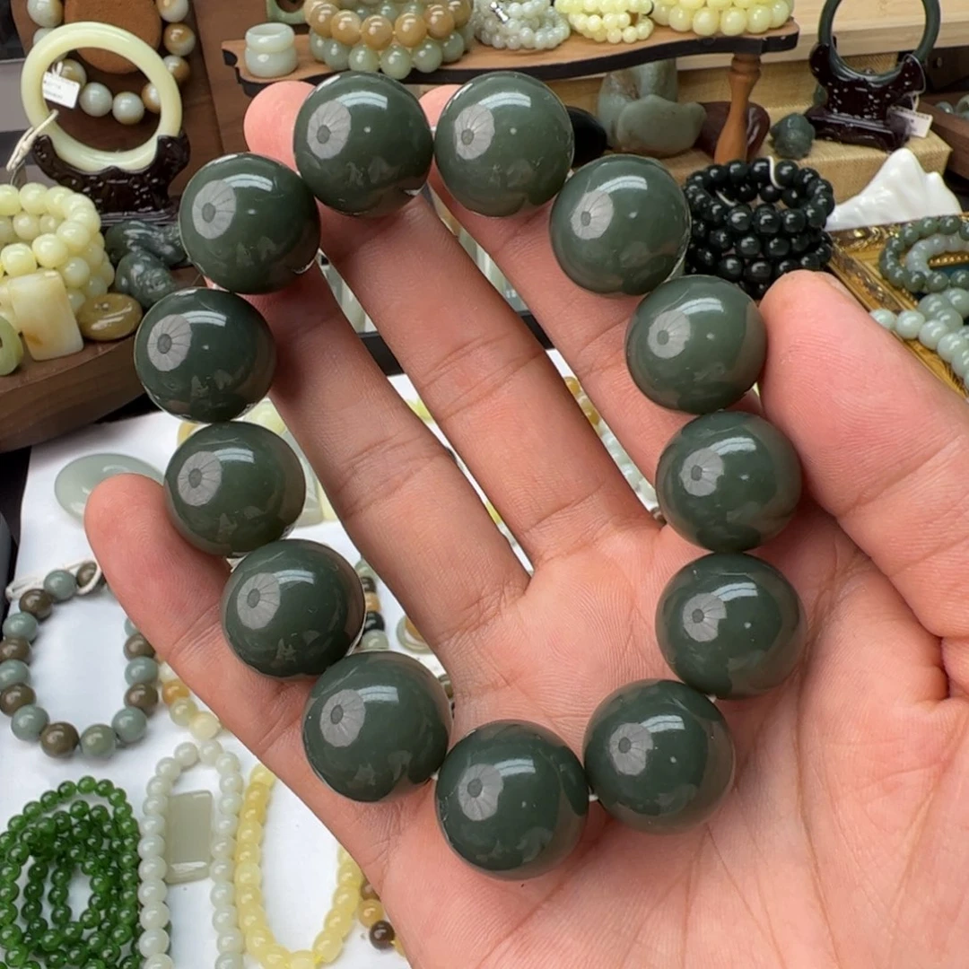 和田玉未镶嵌手链卡18且末蓝