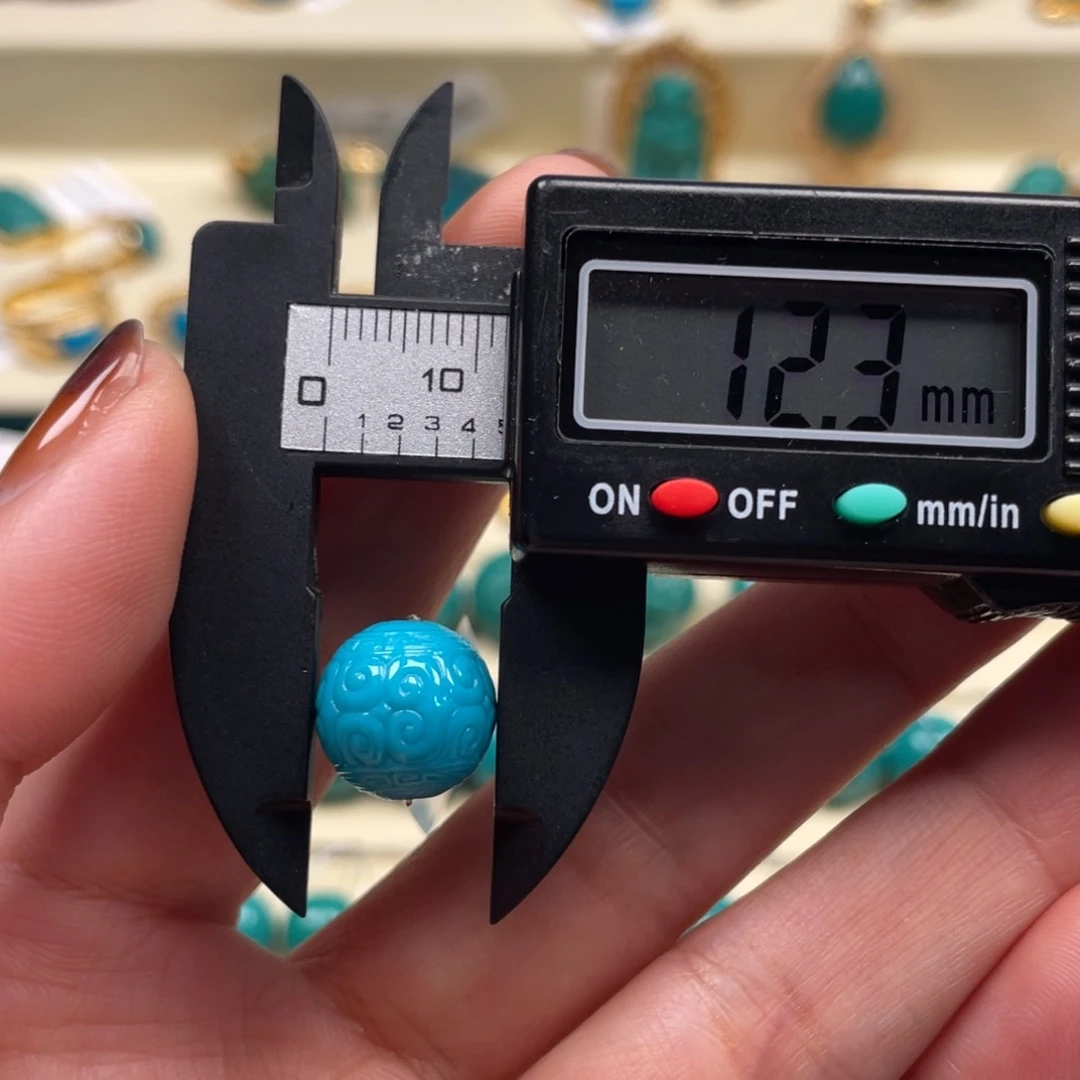 未镶嵌绿松石珠宝奇石回纹圆珠