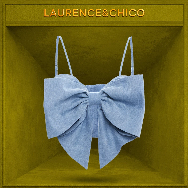 LC蓝色牛仔蝴蝶结吊带背心P5AC10111002