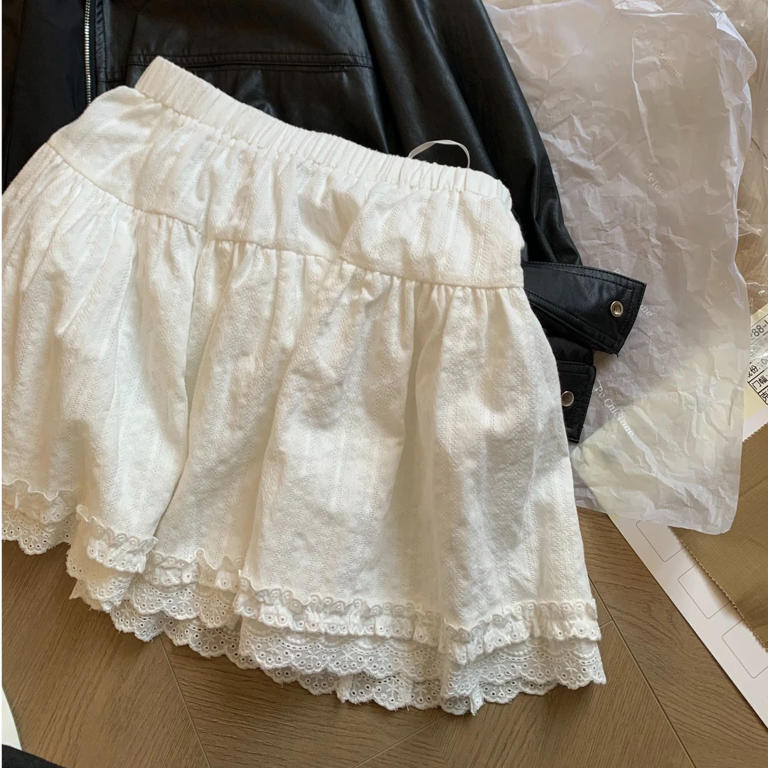 【朴大艺】冷萃茉莉 法式梦幻内衬蕾丝极简浪漫甜美蛋糕短裙2531