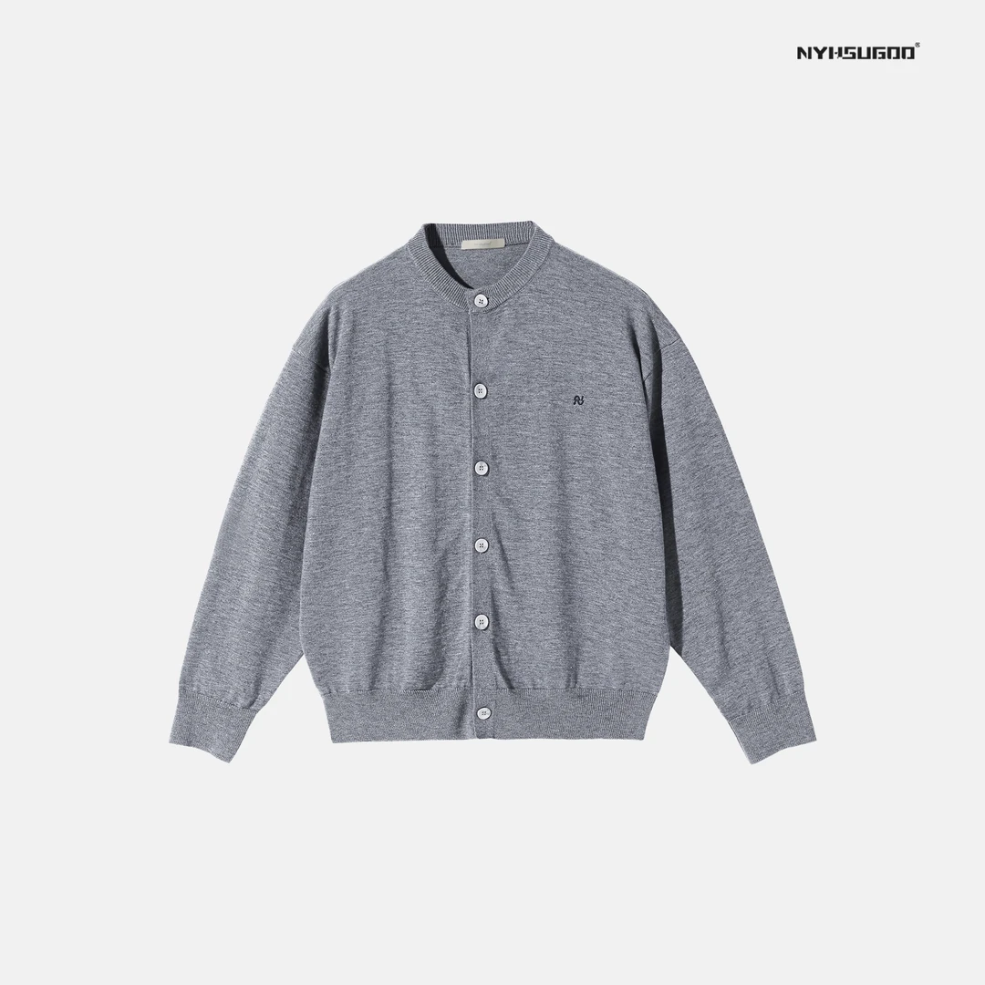 NYHSUGOO/南乙3539致橡树新品设计款春季男士灰色Miu系毛衣开衫