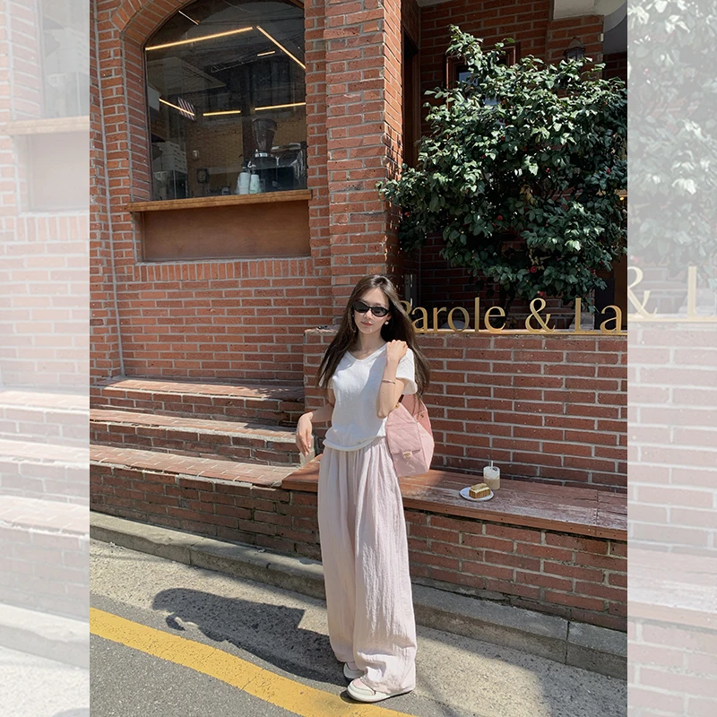 【王雪糕专属】满分遛弯裤 轻量宽松松紧腰抽绳休闲阔腿裤 QKA2008