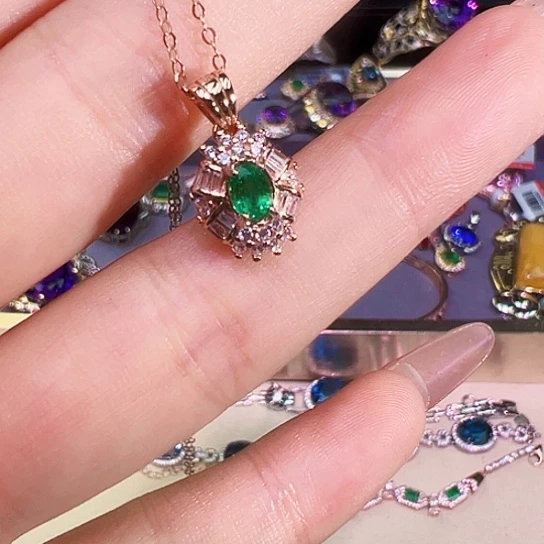 祖母绿银S925镶嵌祖母绿