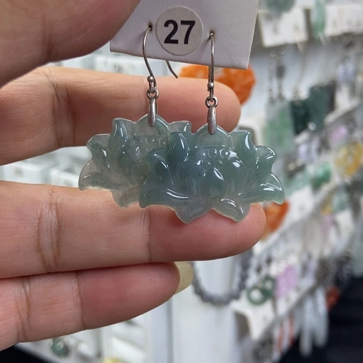 翡翠银S925镶嵌耳饰品质珠宝
