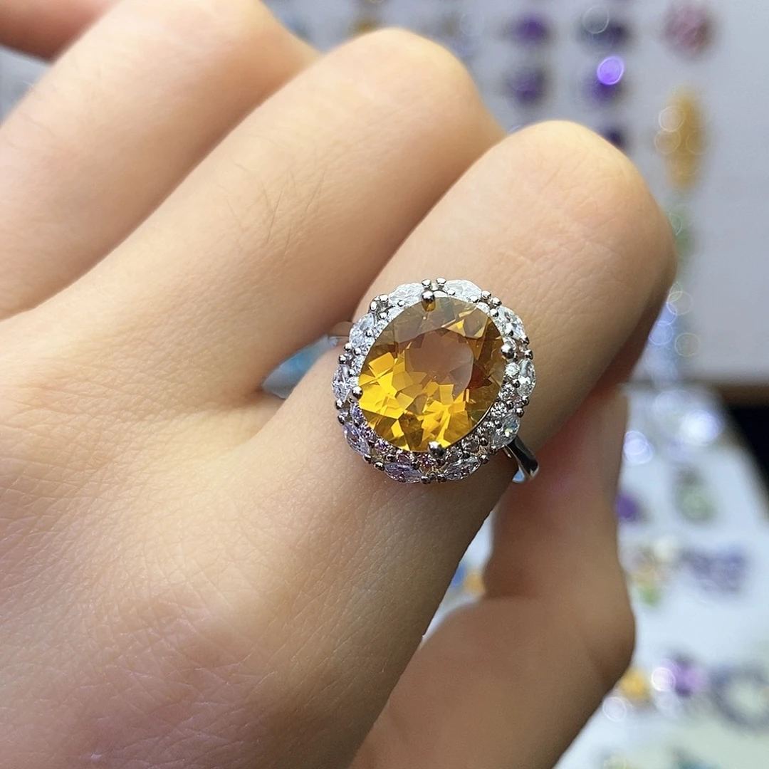 银S925镶嵌戒指黄晶（不含证书）