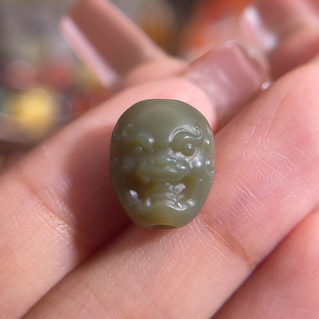 玛瑙/玉髓未镶嵌守护兽面10.9x13.2mm不换退