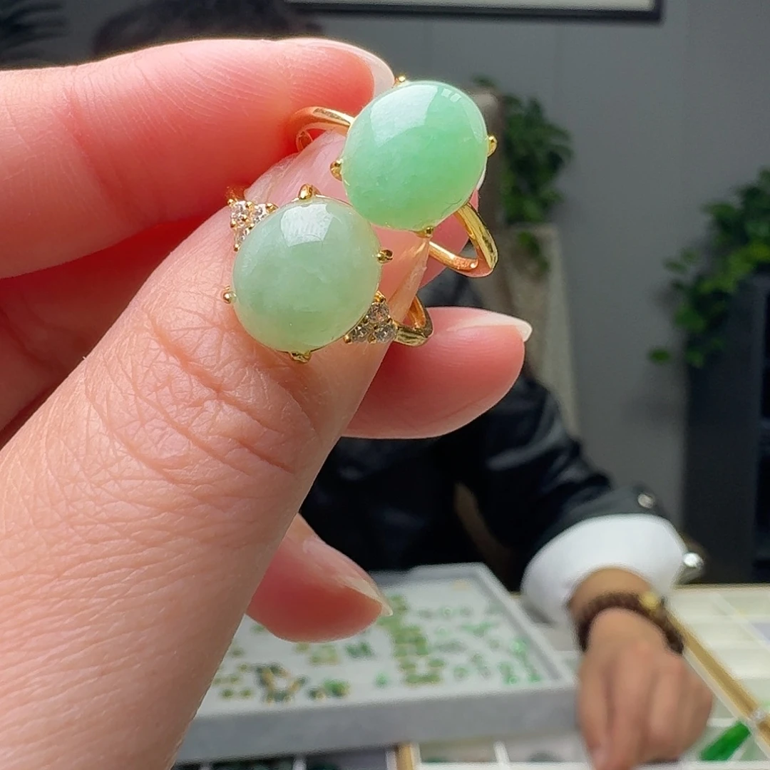 翡翠银S925镶嵌戒指多样性发货其一