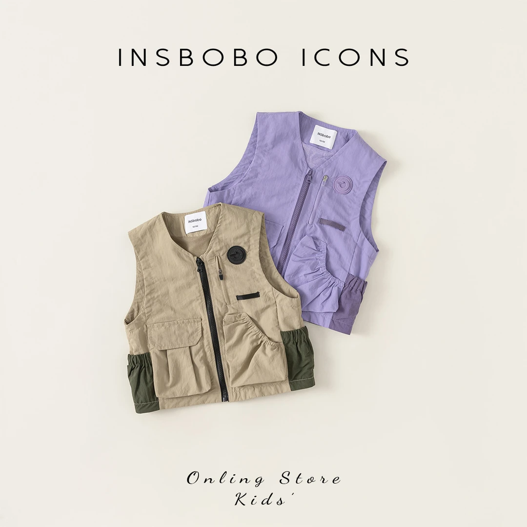 INSbobo儿童工装风马甲春季新品百搭上衣时尚工装马甲QW540130