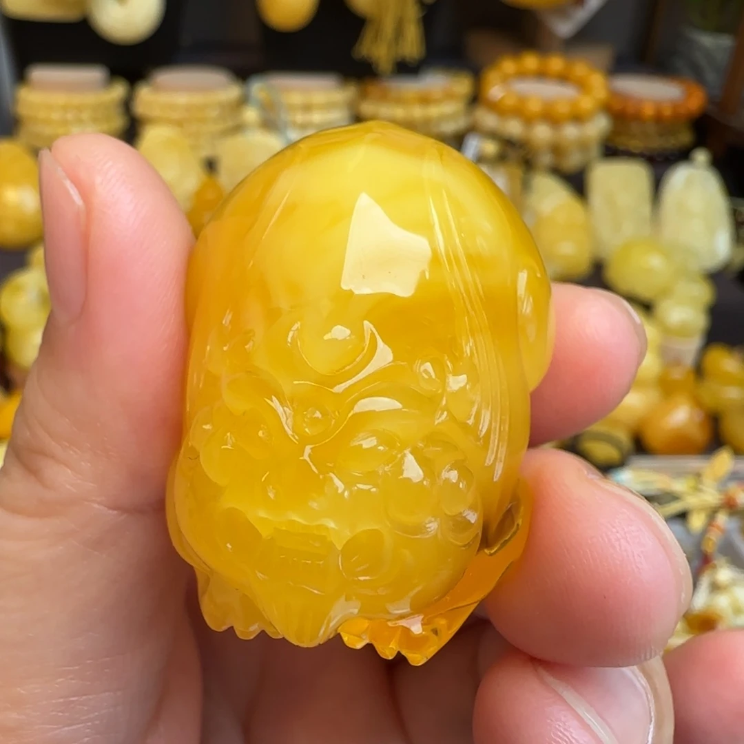 琥珀未镶嵌吊坠(不含链)焦皮料蜜蜡貔貅吊坠