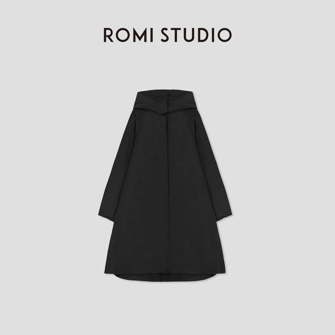 ROMI STUDIO“棕标甄选” 90白鹅绒高克重立领连帽羽绒服 434MS002