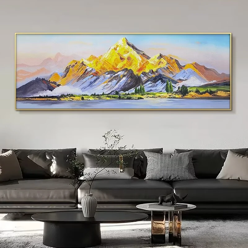 Z01日照金山装饰画沙发墙壁画客厅横版新中式挂画风景画