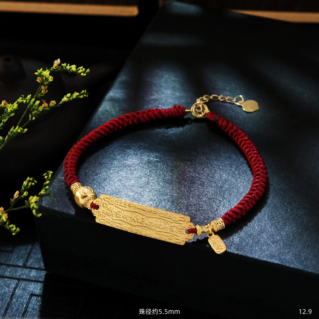 【金豆原创】马年太岁红绳||18K金大势至太太令平安手绳高级显白S