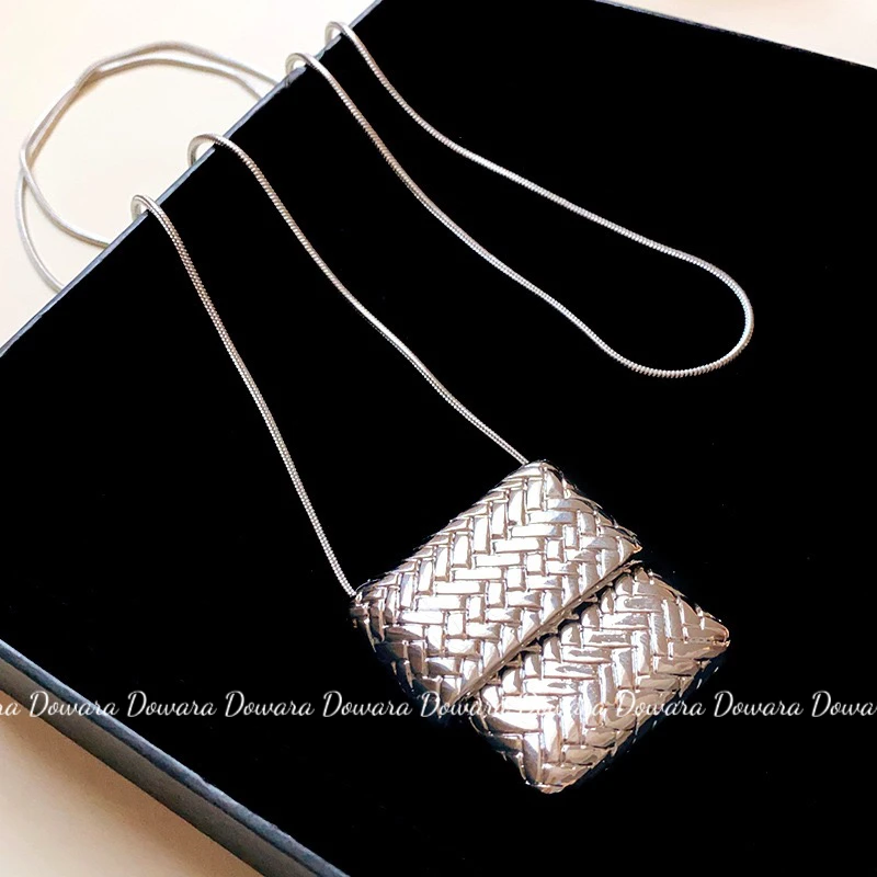 合金项链 现货大婉酱微胖定制气质方形项链编织小包长毛衣链2152D