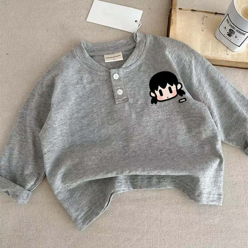 儿童秋季新款打底衫圆领T恤男童女童春秋款上衣内搭儿童长袖上衣t