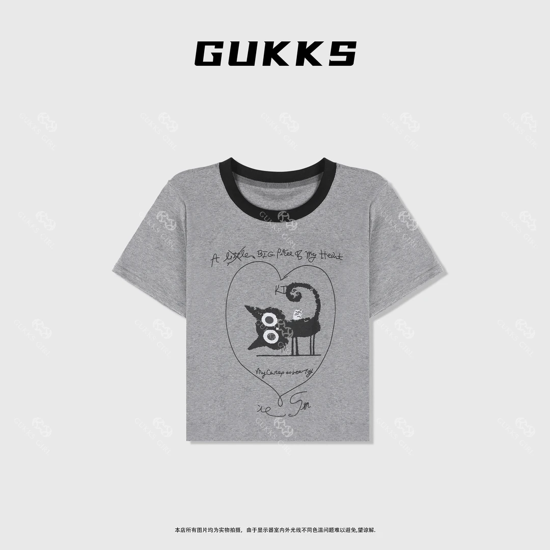 明明专属GUKKS『T1041』2025夏季设计师定制短袖T恤上衣