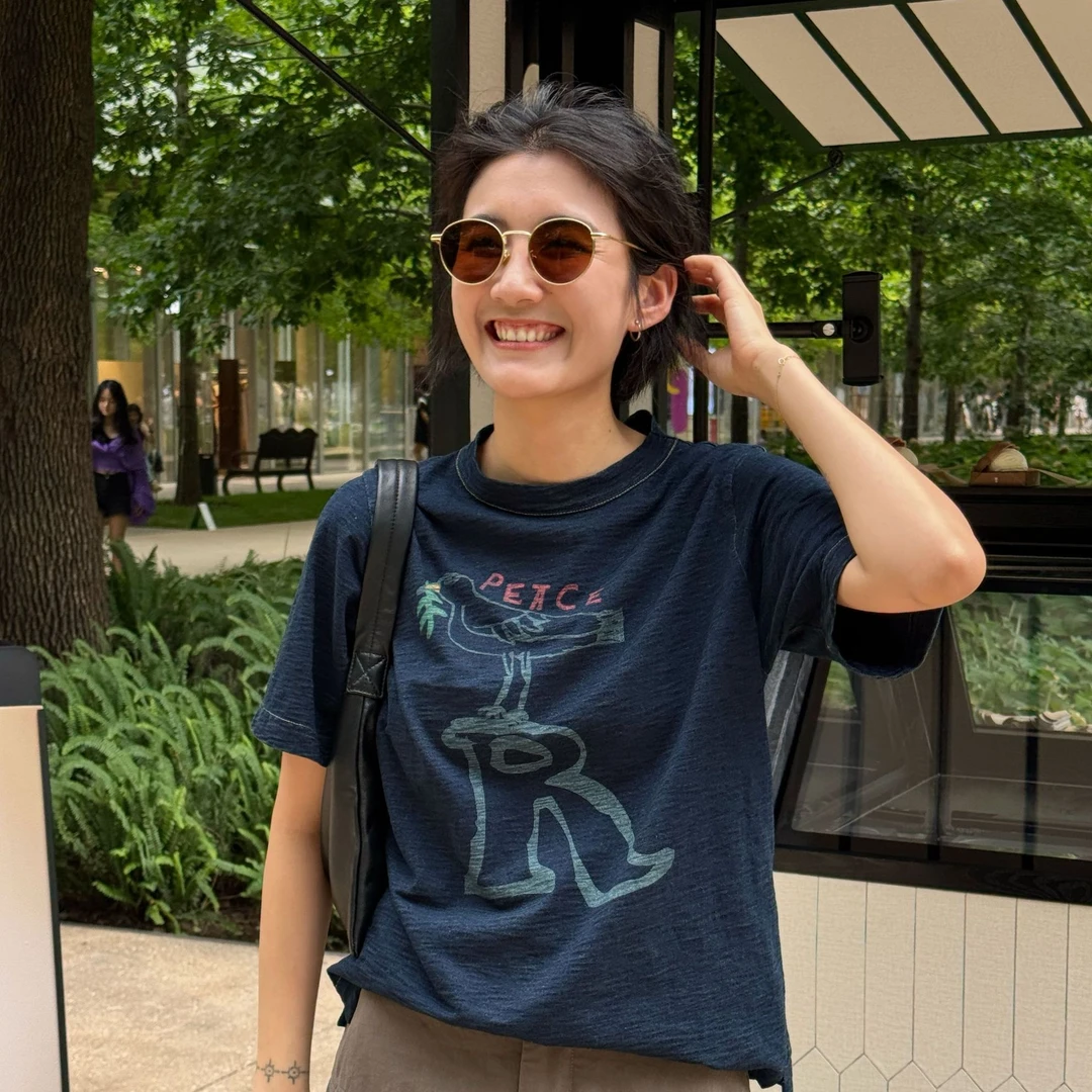 浪清/女装推荐 阿渊娜圆领印花休闲T恤45108#