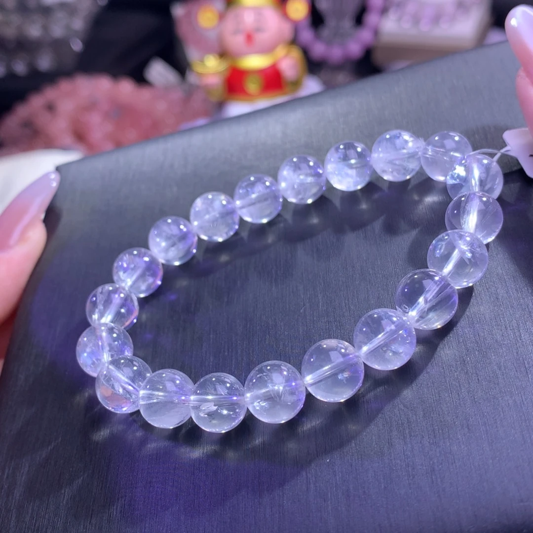 银S925镶嵌水晶手串彩虹白幽灵 9m+