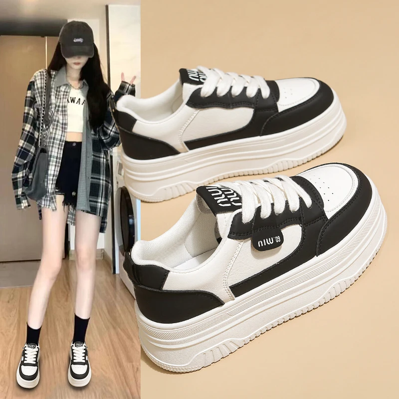 女鞋小白鞋2025春季新款百搭学生厚底鞋子运动鞋透气休闲板鞋