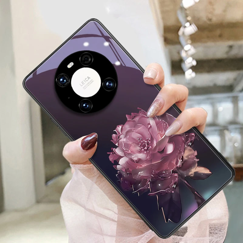 紫底粉玫瑰适用于华为mate70壳mate60pro高端mate40pro十新款女ma