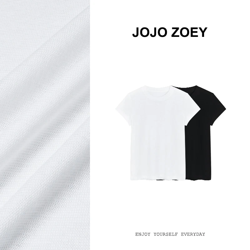 JOJO ZOEY【日常百搭】~时尚显瘦收腰正短袖T恤短款上衣女dx-3752