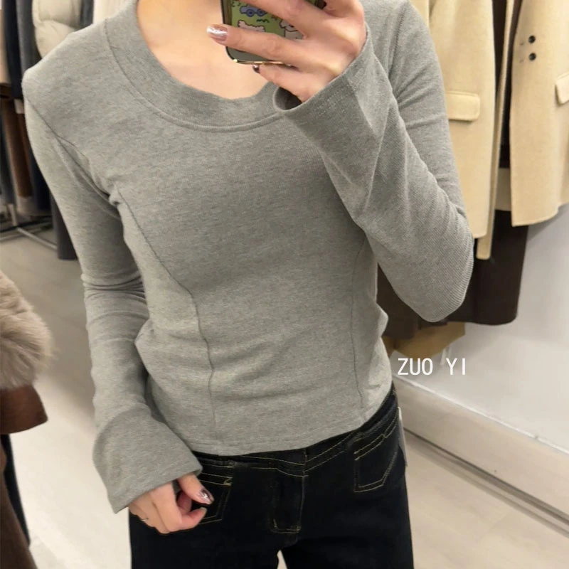 【2511】大圆领鱼骨宽边打底T恤百搭修身