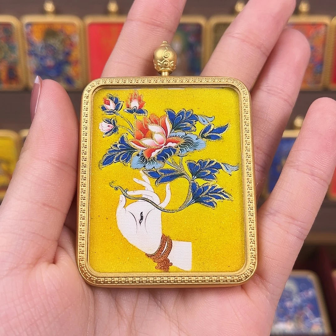 吊坠单面唐卡 佛手画风