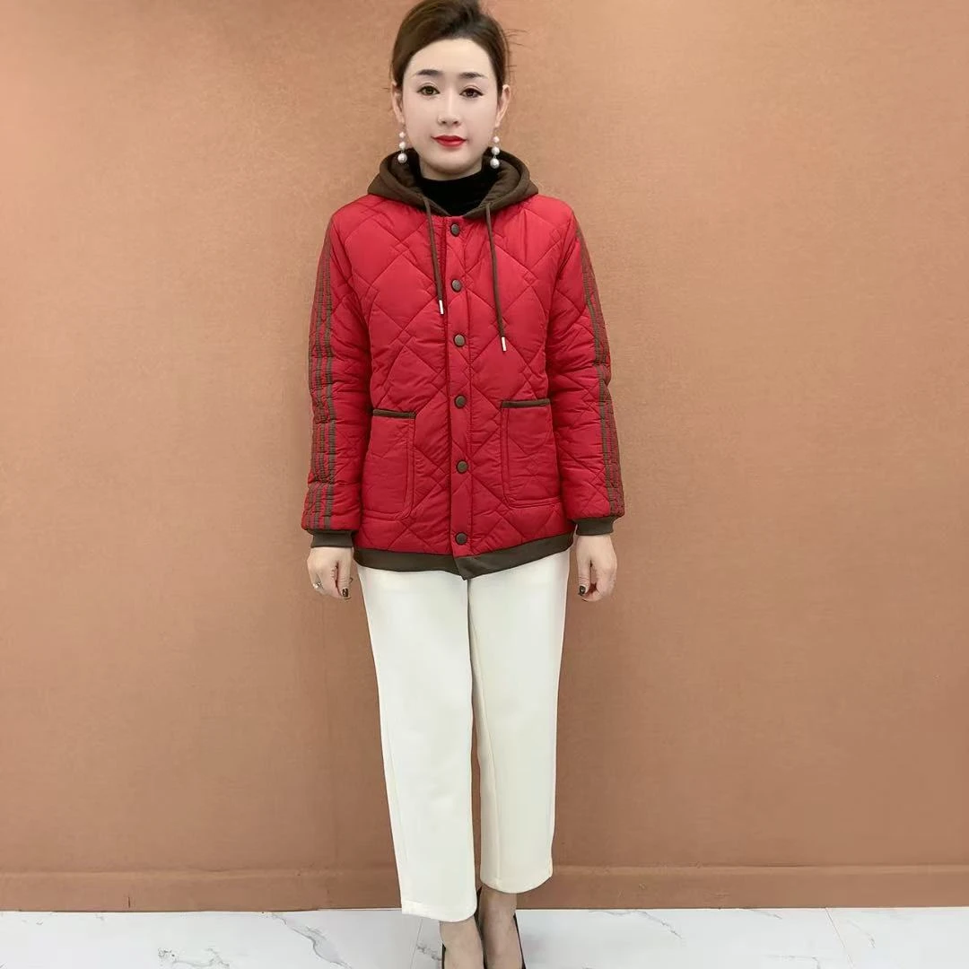 中老年棉衣秋冬外套妈妈棉服加厚保暖时尚洋气休闲连帽小棉袄外套