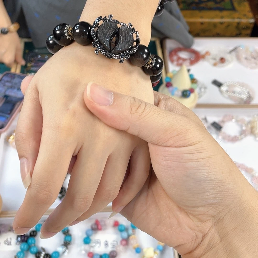 水晶手链银S925镀金镶嵌