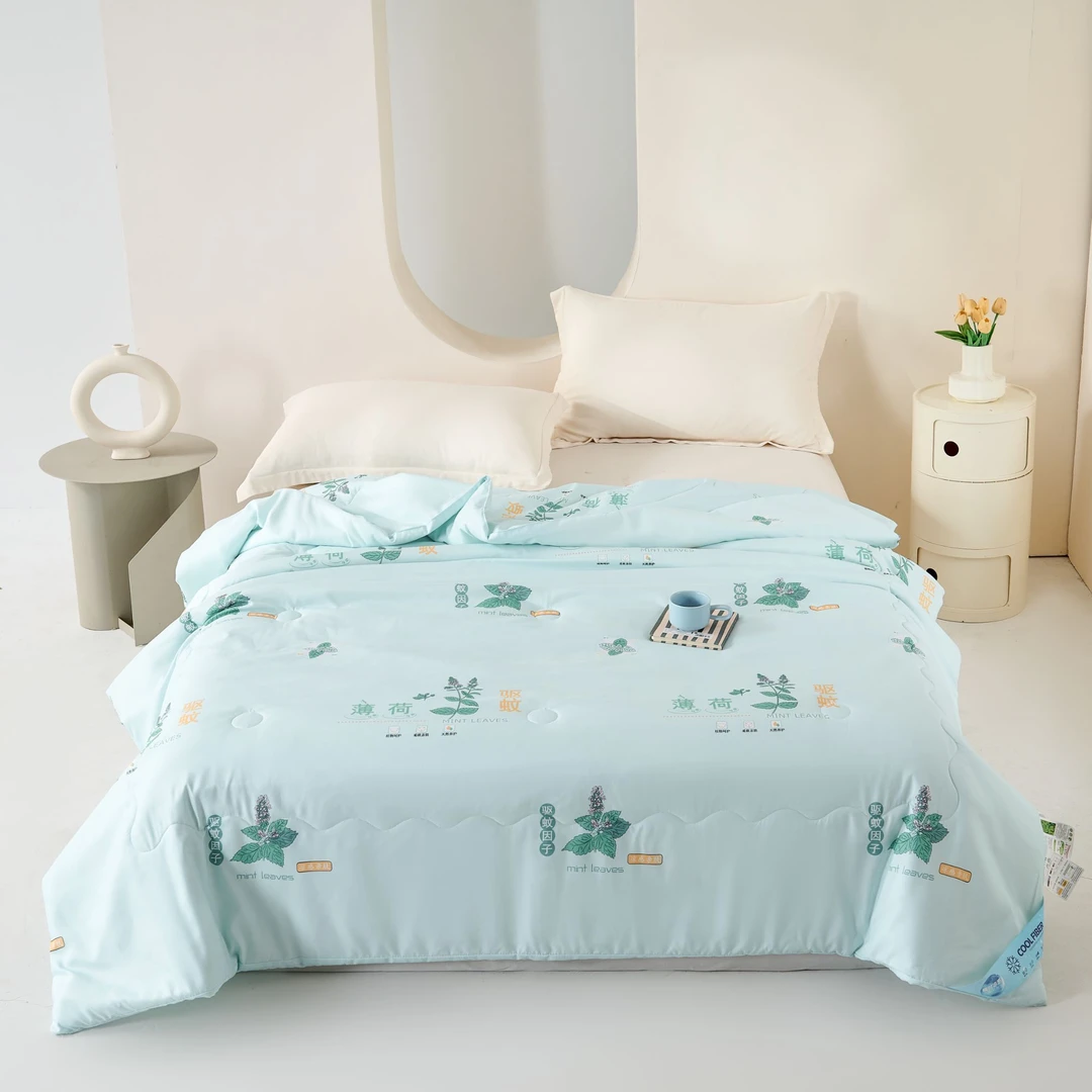 2025薄荷爆款单双人夏凉被亲肤可水洗