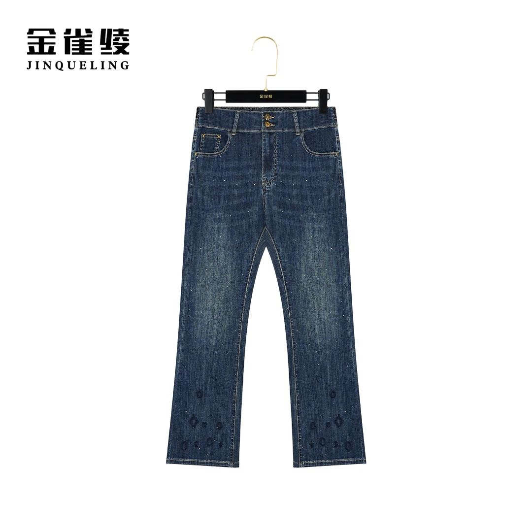 金雀绫【微喇物语】设计师感微喇刺绣牛仔裤KLK20