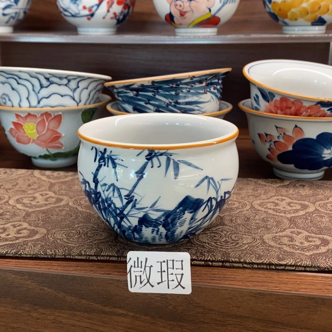 釉下手绘茶具微瑕