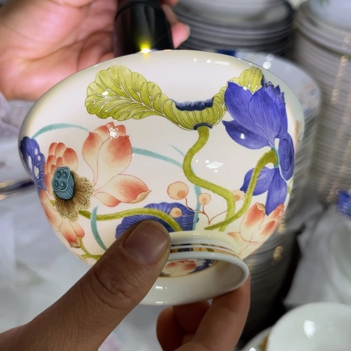 瓷片荷塘4.5寸六个哇塞