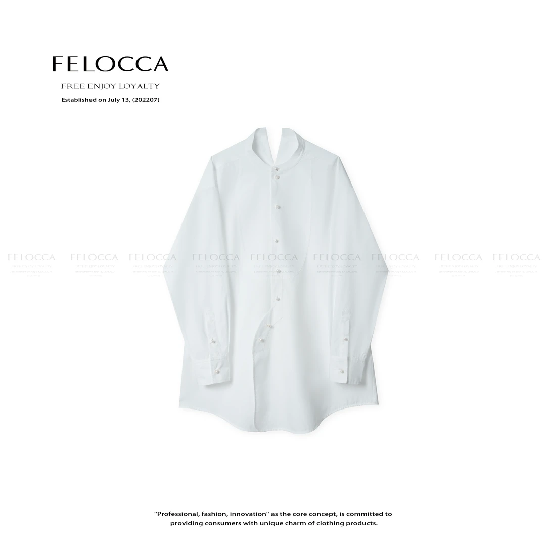 【FELOCCA】不对称珍珠扣宽松后领开叉设计衬衣25ACS531