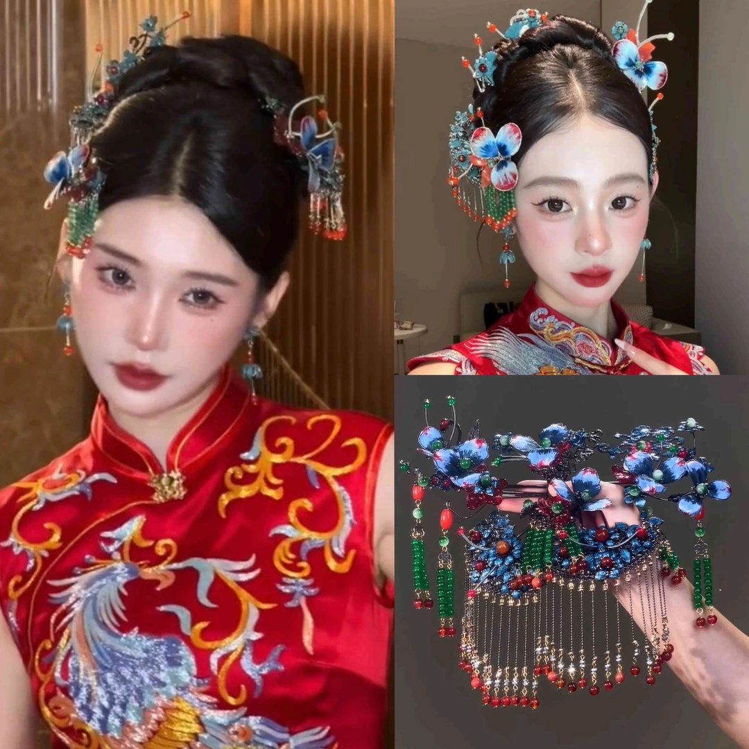 z8347景泰蓝百搭手工超仙配饰品复古/宫廷发夹古典