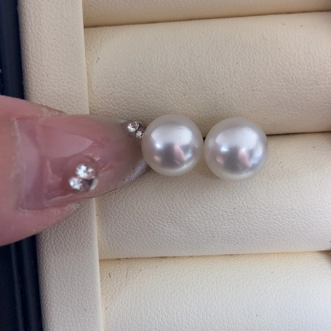 海水珍珠耳饰银S925镶嵌