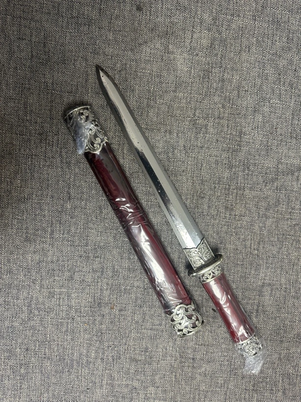 1525 龙泉昊天宝剑一体刀剑紫檀木八面剑毛铁草钢刀具防身未开刃
