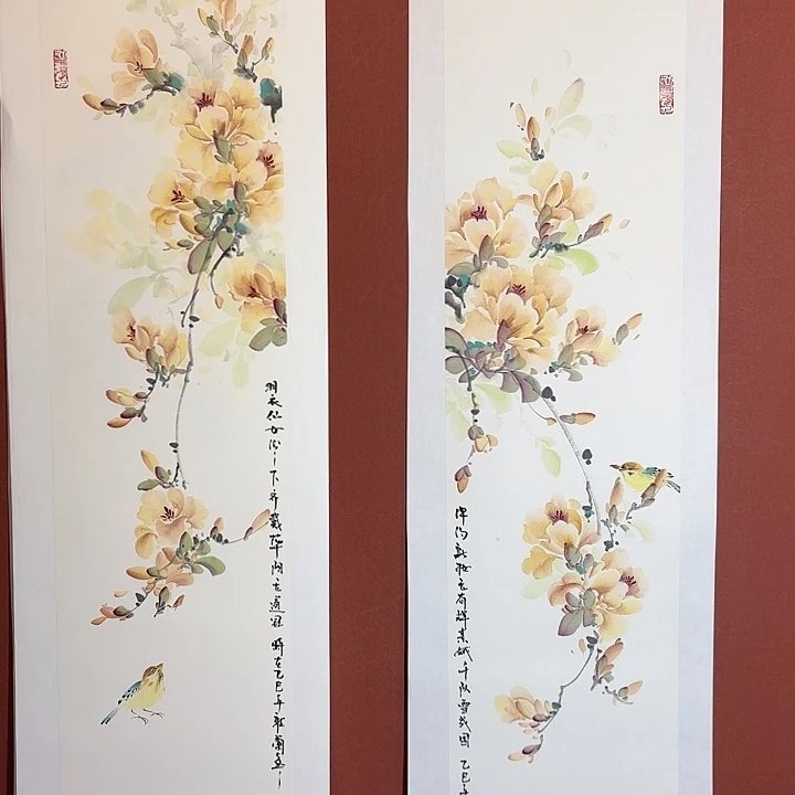 国画听兰老师花鸟