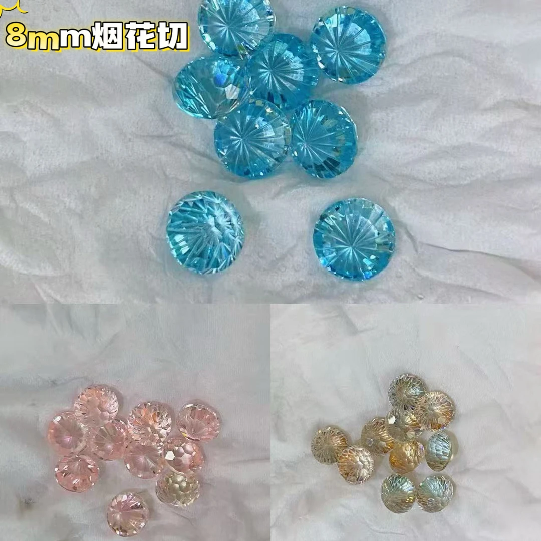 钛钢锆石耳饰 8mm烟花切钛钢钛合金0.9牙口316钛钢耳窝钉