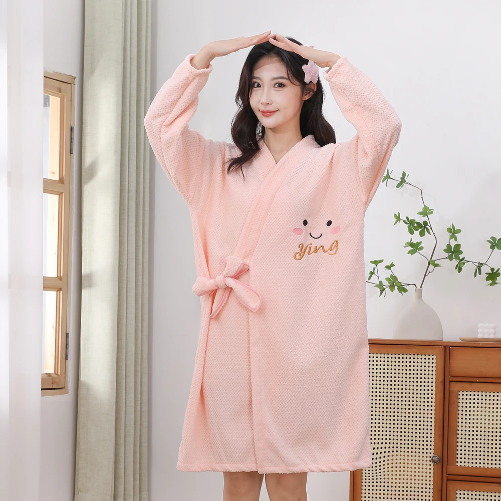 可穿浴袍女秋冬款成人家用速干吸水加厚加大洗澡裹巾睡袍