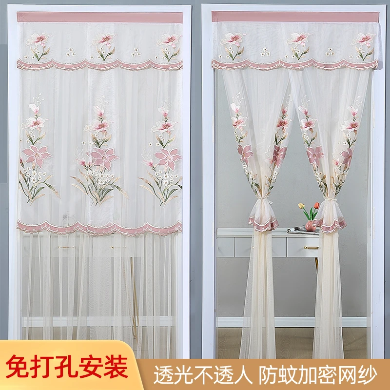 免打孔门帘双开客厅卧室隔断帘装饰卫生间门帘伸缩杆门帘卧室家用