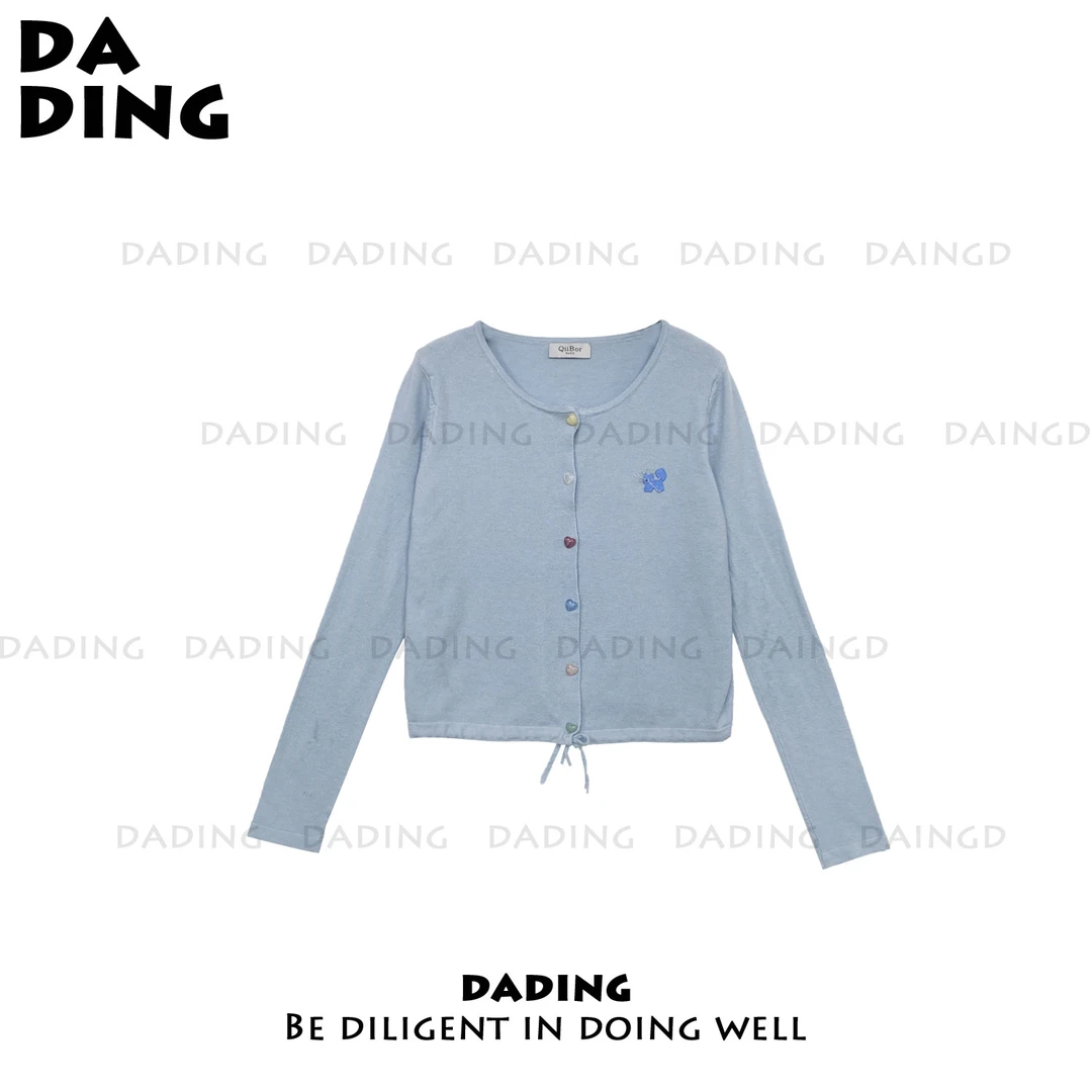 DADING 2025新款休闲时尚圆领针织开衫井2012-1B