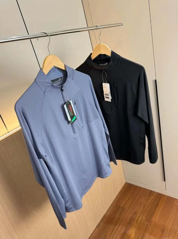 都市机能风立体剪裁男装户外半拉链休闲速干薄款长袖T恤衫 2407